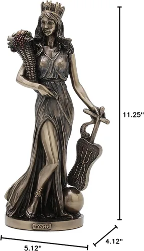 Vista 9 de Diseño Veronese Estatua de Tyche de 28,6 cm de la diosa griega de la fortuna y la prosperidad, resina de bronce fundido en frío, decoración