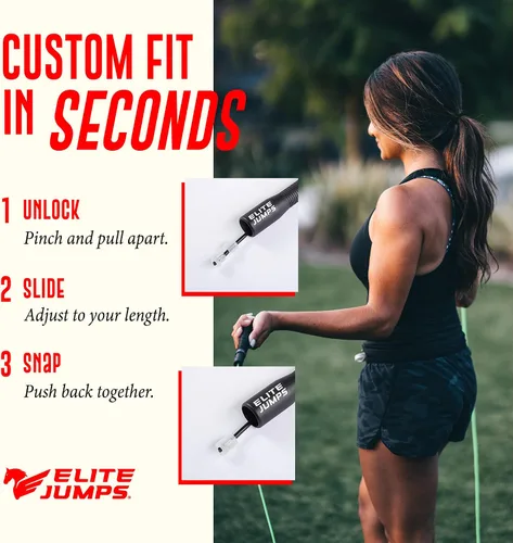 Vista 3 de Elite Jumps Fit - Cuerda de salto de PVC de alta calidad de 0.157 in - Ejercicio en interiores y exteriores - Cables ajustables, ejercicio aeróbico