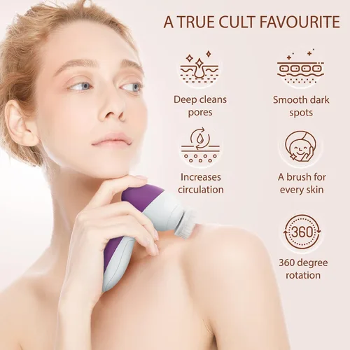 Vista 5 de Cepillo de Limpieza Facial Exfoliante para el Rostro Limpiador Exfoliante para el Cuidado de la Piel Lavado para Mujeres Niñas Exfoliante Eléctrico