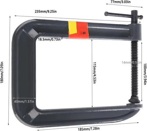 Vista 2 de Abrazaderas C resistentes para carpintería, garganta profunda tipo G, abrazadera de 3.937 in x 7.283 in para proyectos de carpintería de bricolaje