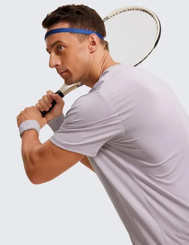 Vista 3 de CRZ YOGA Camiseta de manga corta de algodón y poliéster para hombre, ajuste clásico, informal, para entrenamiento, suave, de primera calidad