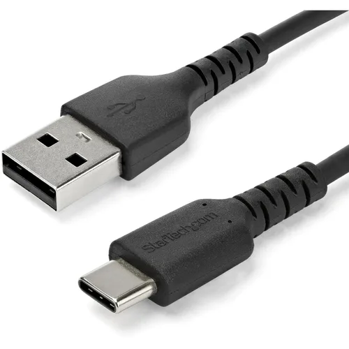 Vista 14 de StarTech Cable USB-A a USB-C en espiral de 3.3 pies, negro, 3A, USB 2.0 Carga y sincronización, chaqueta TPE, macho a hombre, fibra de aramida