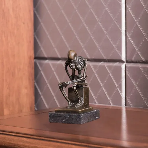 Vista 7 de Estatuas de bronce de esqueleto pensador esculturas de Rodin TPE-998 Figuras de metal para decoración del hogar, 10 piezas