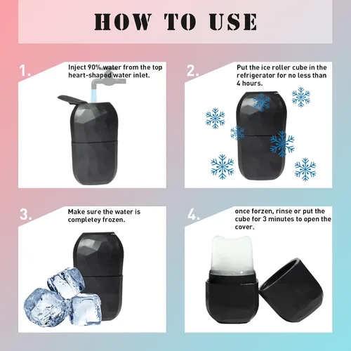 Vista 6 de Molde de Hielo para Cara, Rodillo de Hielo Facial y Herramienta Facial Gua Sha, Tratamiento Facial Reutilizable, Hielo Facial para Aliviar