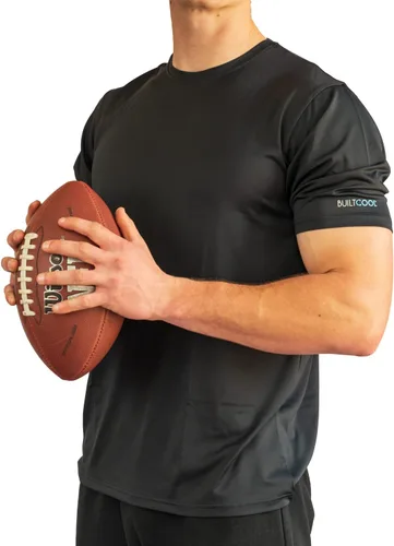 Vista 4 de BUILTCOOL Camisa de cuello redondo para hombre, de secado rápido, absorción de humedad instantánea, protección solar UPF 50
