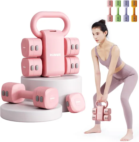 Vista 11 de Lightweight Adjustable Dumbbell Kettlebell Set - 4 in 1 Free Weight Set with Kettlebell Grip Converter, Each 2.2 3.3 4.4 5.5lb Quick Change
