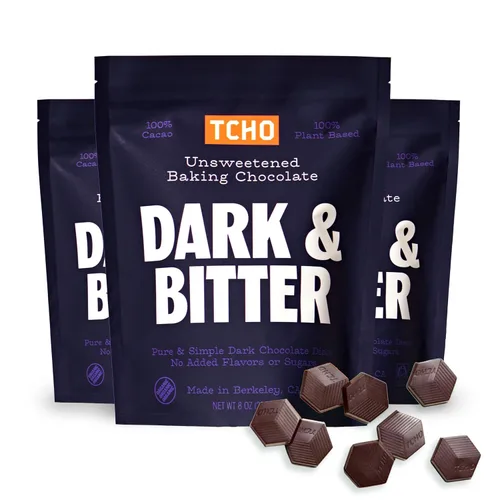 Vista 6 de TCHO Dark & Bitter - Chocolate negro 100% sin azúcar (bolsa de 6.6 libras) Certificado orgánico y de comercio justo Sin OMG, sin lácteos
