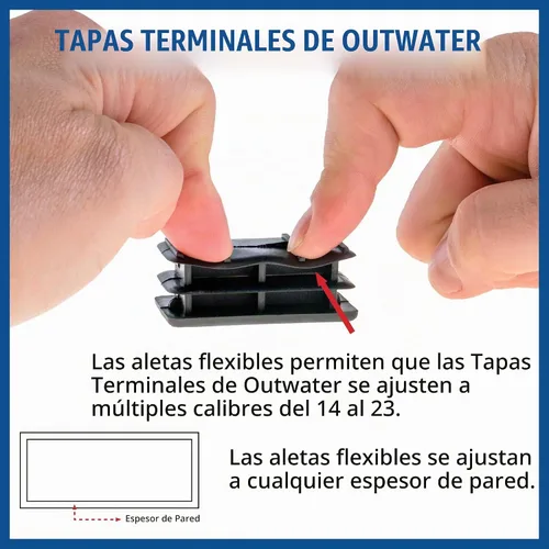 Vista 4 de Outwater Tapones rectangulares de plástico de 1-1/2 x 3 pulgadas para tubos, tapón de acabado para silla de tubo rectangular, protector de suelo, se