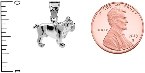 Vista 2 de Colgante de plata de ley maciza con dije de bulldog, Plata Esterlina