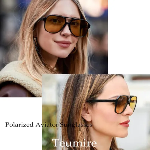 Vista 8 de Teumire Classic Polarized Aviator Sunglasses for Men Women Retro Oversized Frame Sun Glasses