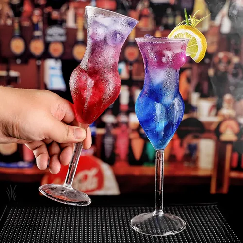 Vista 5 de SuproBarware Vasos de cóctel de 6.8 onzas, 6.8 fl oz, juego de 2 vasos de Martini, vasos de whisky, vasos de belleza creativa con forma para cóctel