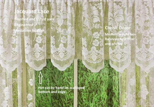 Vista 4 de Today's Curtain Cenefa de cortina de encaje floral con diseño de enredadera, 18", Marfil, 60 ancho x 18 largo