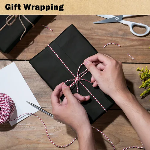 Vista 4 de RUSPEPA Rollo de papel de regalo de estraza negro, 17.5 x 393 pulgadas (32.8 pies), papel de regalo de arte negro reciclable para envolver regalos