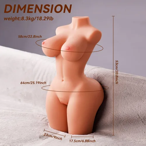 Vista 2 de Muñeca sexual de piel marrón de 20 libras realista para adultos, juguetes sexuales para hombres, vagina anal, juego de senos, muñecas sexuales