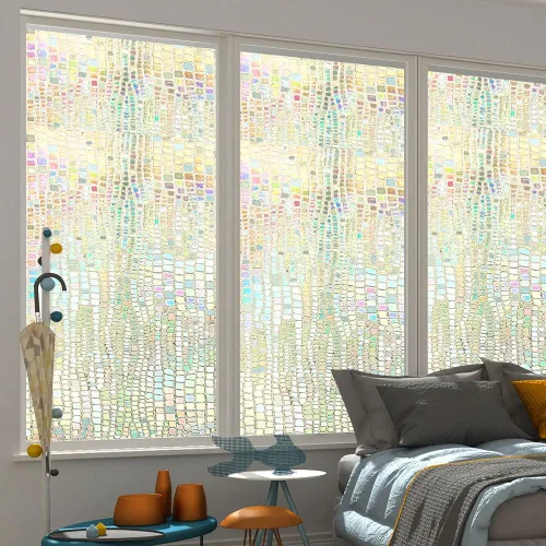 Vista 4 de Película 3D para ventana de arco iris, película de privacidad esmerilada para ventana, calcomanías decorativas de vinilo para ventana