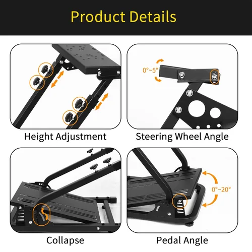 Vista 8 de Guil Vim Racing Wheel Stand Steering Wheel Stand Shifter Mount Adjustable Racing Stand for Logitech G29 G920 G27 G25 G923 Supporting Thrustmaster
