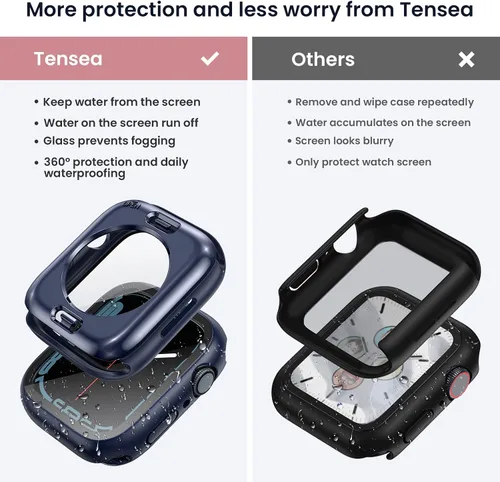 Vista 2 de Tensea - Funda protectora de pantalla impermeable para Apple Watch (2 en 1) para Apple Watch Serie SE 6, 5, 4, accesorios de 40 mm, iWatch protector