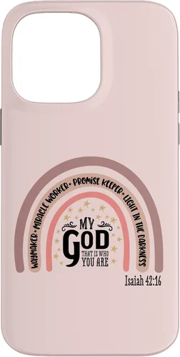Vista 21 de Funda motivacional para iPhone 13 Pro Max Waymaker Boho Rainbow con versículo bíblico