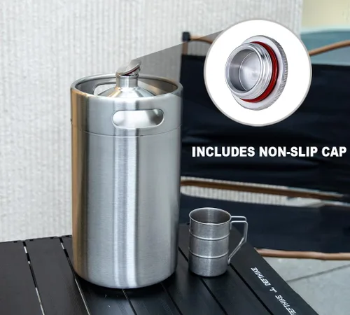 Vista 4 de Mini Barril Growler de 270 OZ, Sistema Dispensador Presurizado para el Hogar con Grifo Ajustable que Mantiene la Carbonación y Frescura para Cerveza