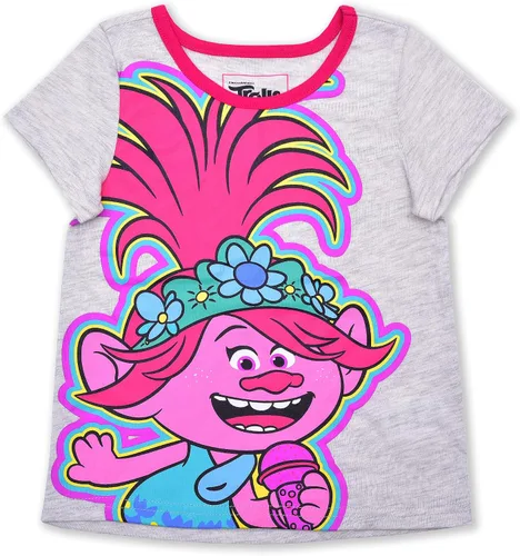 Vista 2 de Universal Trolls Poppy - Juego de 2 camisetas de manga corta y pantalones cortos para niñas, paquete de traje para niños