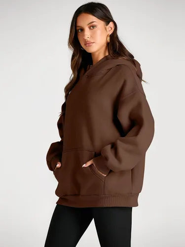 Vista 152 de Trendy Queen - Sudaderas extragrandes con capucha para mujer, suéteres de manga larga, sin botones, de vellón, de otoño, ropa de invierno