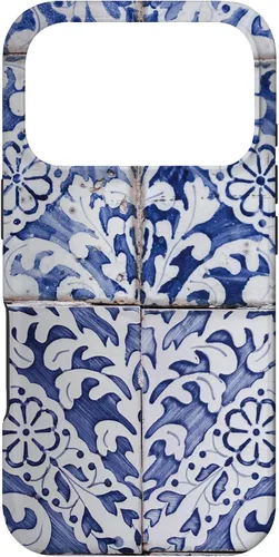 Vista 30 de Azulejos de patrón portugués - Funda azul y blanca floral para iPhone 17