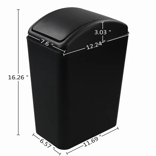 Vista 5 de Cand - Cubo de basura de plástico con tapa abatible (4 galones) de 16 litros, color negro