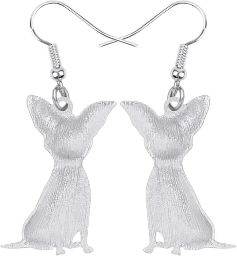 Vista 5 de Pendientes de aleación esmaltada de Chihuahua con diseño de gota para perro joyería para mujeres y niñas bonito regalo para cachorros