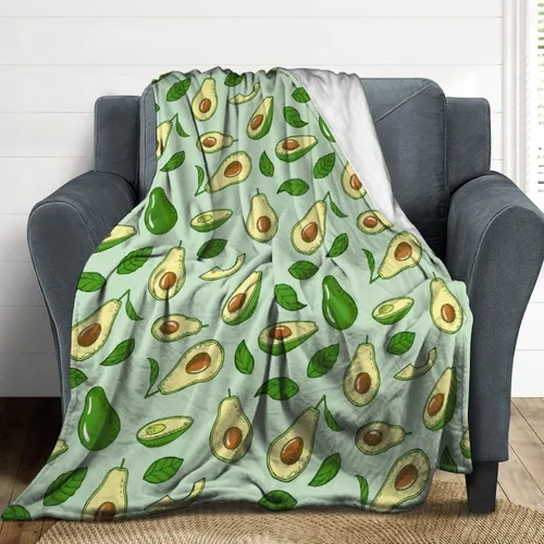 Vista 5 de Manta de aguacate para regalo, 40 x 30 pulgadas, bonita manta para niños, niñas, niños, manta verde suave y mullida para regazo y silla