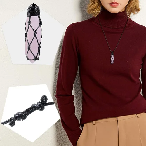 Vista 4 de Nupuyai Collar con colgante de piedra envuelta en alambre de punta de cristal hexagonal hecha a mano para mujeres y hombres, amuleto curativo Reiki