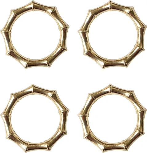 Vista 10 de Jolitee Juego de cuatro servilleteros dorados de hoja de ginkgo – Elegante metal pesado, accesorio de mesa versátil para bodas, vacaciones y uso