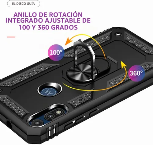 Vista 6 de Funda para Motorola Moto E 2020 con [2 unidades] Protector de pantalla de cristal, para Moto E 2020, funda resistente a prueba de golpes