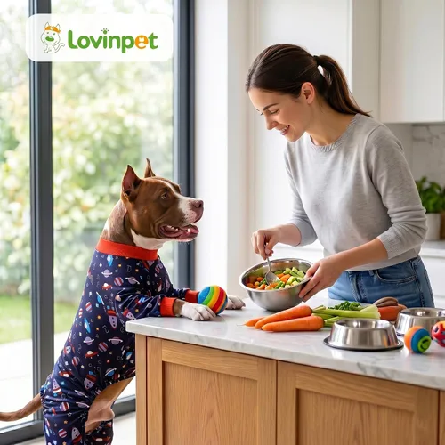Vista 9 de LovinPet Pijama Pitbull, pijama para perro, estampado de naves espaciales