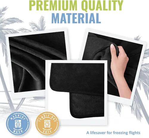 Vista 5 de BOACAY - Manta de viaje suave y cálida para avión y automóvil - Esencial para vuelos largos para mujeres, hombres, niños - Almohada compacta