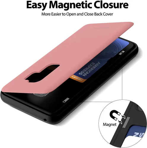 Vista 216 de GOOSPERY Parachoques magnético para puerta compatible con Galaxy S9 Plus, tarjetero tipo billetera con cierre automático por iman, funda protectora