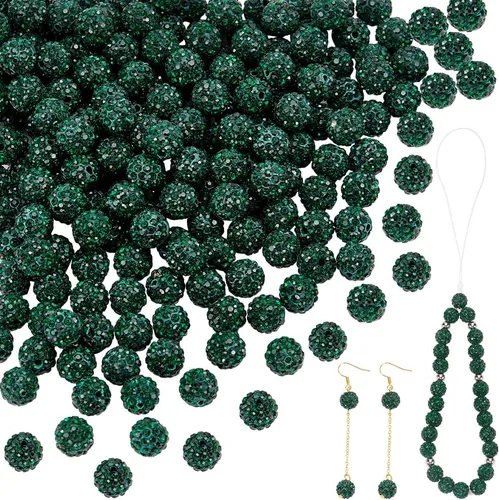 Vista 11 de PH PandaHall - 240 piezas de cuentas de strass en 24 colores, cuentas de cristal de 10 mm, cuentas de bola de discoteca con strass, cuentas