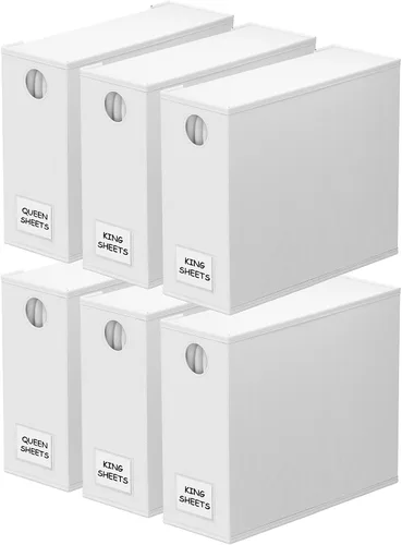 Vista 15 de SpaceAid Paquete de 2 Organizadores y Almacenamiento de Sábanas, Organizador de Sábanas Plegable para Armario de Ropa Blanca, Carpeta Guardadora