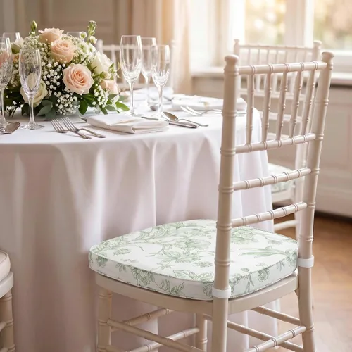 Vista 24 de Efavormart Cojín de 2" de espesor para silla Chiavari en negro, cojín de asiento de espuma con efecto memoria con lazos y funda extraíble