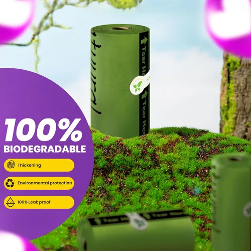 Vista 4 de Bolsas para excrementos de perro, 150 unidades con soporte (10 rollos), bolsas biodegradables, ecológicas y fáciles de abrir, bolsas gruesas