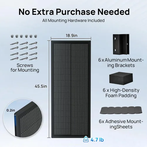 Vista 8 de ECO-WORTHY Panel solar ultrafino de 100 W, extremadamente ligero, compacto, 25% de alta eficiencia tipo N, impermeable IP68, para casas rodantes