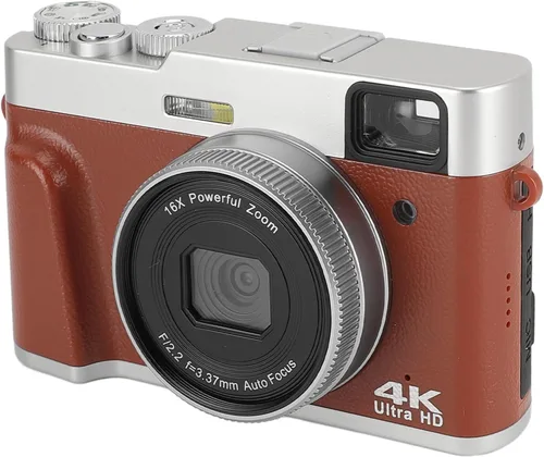 Vista 10 de Cámara digital 4K, cámara compacta de vlogging con zoom digital de 48 MP 16X con pantalla de 2.8 pulgadas, antivibración, enfoque automático, cámara