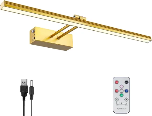 Vista 17 de FUNCHDAY Luz para Cuadros, Luces de Arte a Batería para Pared, Luz Inalámbrica con Control Remoto para Pinturas con Temporizador y Regulable