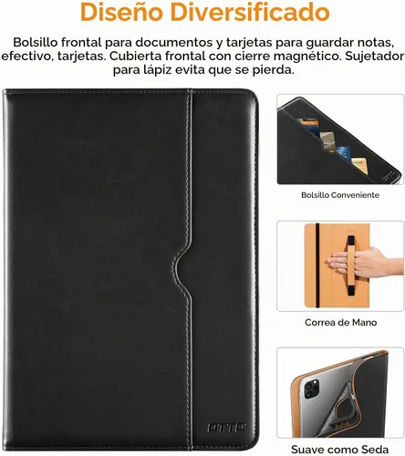 Vista 4 de DTTO para iPad Pro 12.9 6ª / 5ª / 4ª / 3ª generación Funda 2022/2021/2020/2018, Funda de cuero premium tipo folio con soporte integrado
