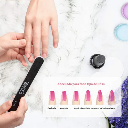 Vista 7 de TsMADDTs - Paquete de 20 limas de uñas de doble cara, lima de manicura de grano 100 180 para uñas artificiales acrílicas naturales para niñas