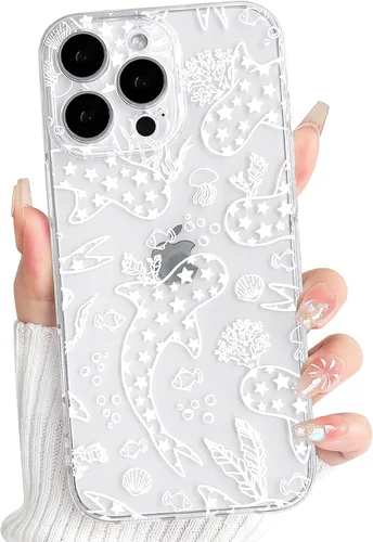 Vista 130 de NITITOP Funda para iPhone 13 Clear Sea Animal - Pez negro Pescado Negro