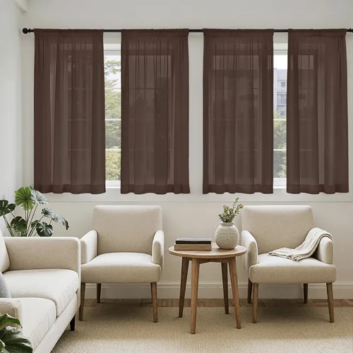 Vista 61 de MIULEE Cortinas traslúcidas marrón oscuro de 96 pulgadas de largo, 4