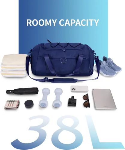 Vista 4 de Sportsnew Bolsa de gimnasio para mujeres y hombres con compartimento para zapatos, bolsillo húmedo, bolsa de lona para hombre para viajes