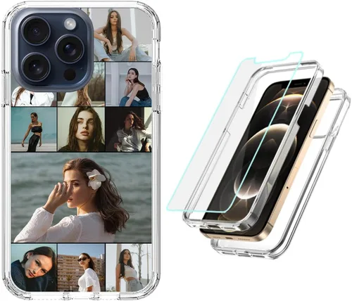 Vista 12 de Funda resistente personalizada para Apple iPhone 15, 14, 13, 12, 11 Pro Max Plus Mini XR X XS 8 7 SE [protector de pantalla de vidrio templado]