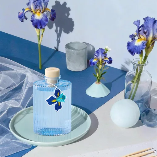 Vista 6 de Difusor de junco, difusor de flores con aroma a iris azul, 6.09 onzas líquidas, 8 cañas, fragancia para el hogar de larga duración, decoración