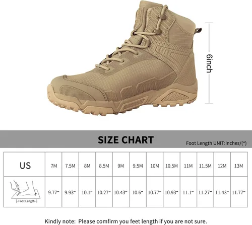 Vista 5 de FREE SOLDIER Botas de senderismo impermeables para hombre, botas de trabajo ligeras, botas tácticas militares, botas de combate duraderas